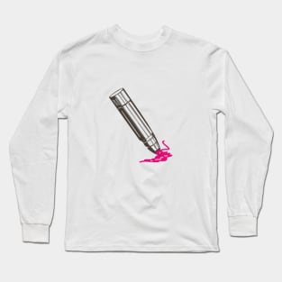 Illustration of Pink blush lipstick turned upside down Long Sleeve T-Shirt